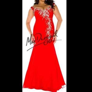 Mac Duggal Red Mermaid Prom or Pageant Dress Extended Plus Size